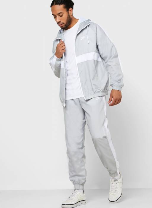 هودی سویشرت گرمکن ورزشی مردانه نایک سفید طوسی خاکستری روشن مدل 8719