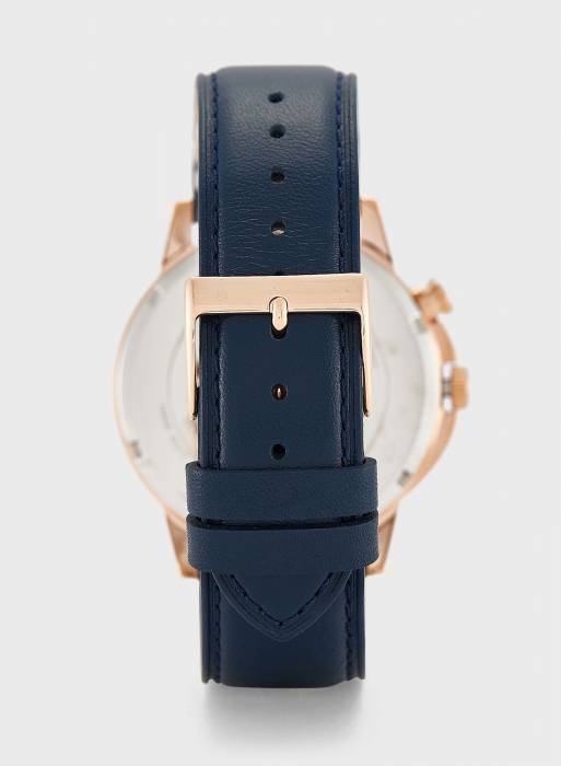 ساعت مردانه گس طلایی رز آبی مدل 1379
