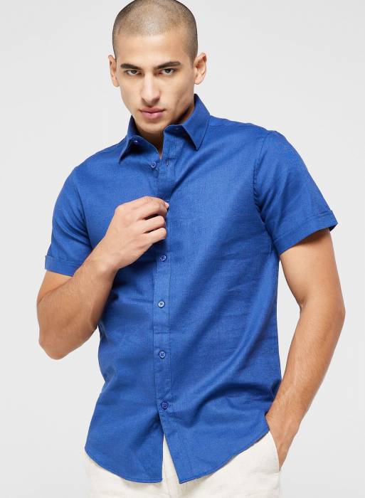 پیراهن آستین کوتاه مردانه آبی برند robert wood