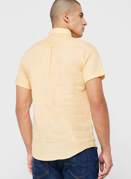پیراهن آستین کوتاه مردانه زرد برند robert wood
