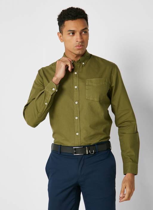 پیراهن مردانه زیتونی برند robert wood