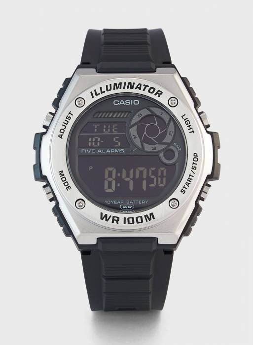 ساعت مردانه دیجیتال کاسیو نقره ای آبی مدل 8318