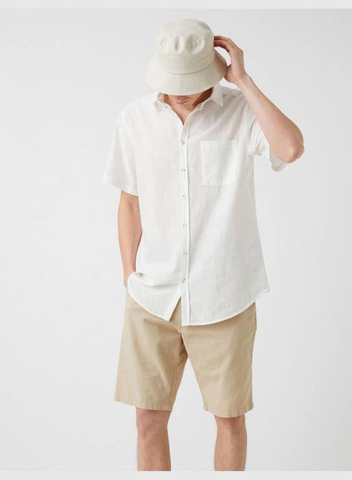 پیراهن آستین کوتاه اسلیم فیت مردانه کوتون سفید مدل 8438