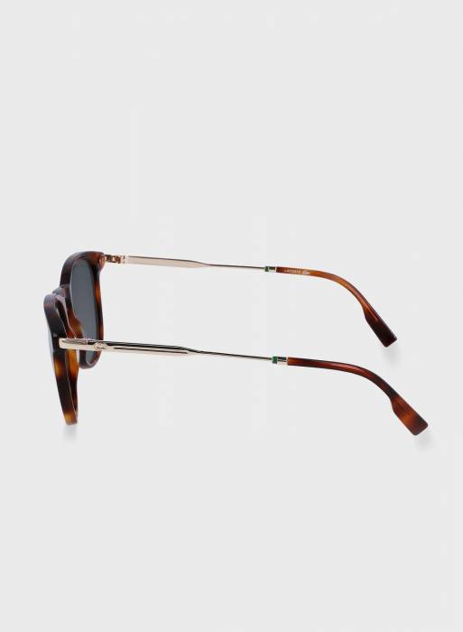 عینک آفتابی مردانه لاکوست طلایی قهوه ای مدل 8996