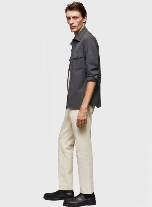 پیراهن مردانه مانگو طوسی خاکستری مدل 0233
