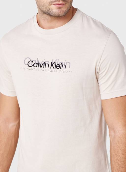 تیشرت مردانه کلوین کلاین بژ مدل 0827