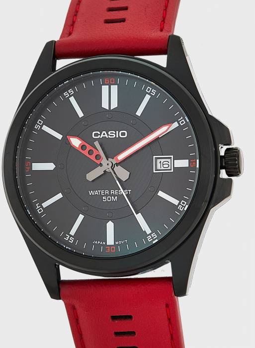 ساعت مردانه کاسیو مشکی قرمز مدل 1204