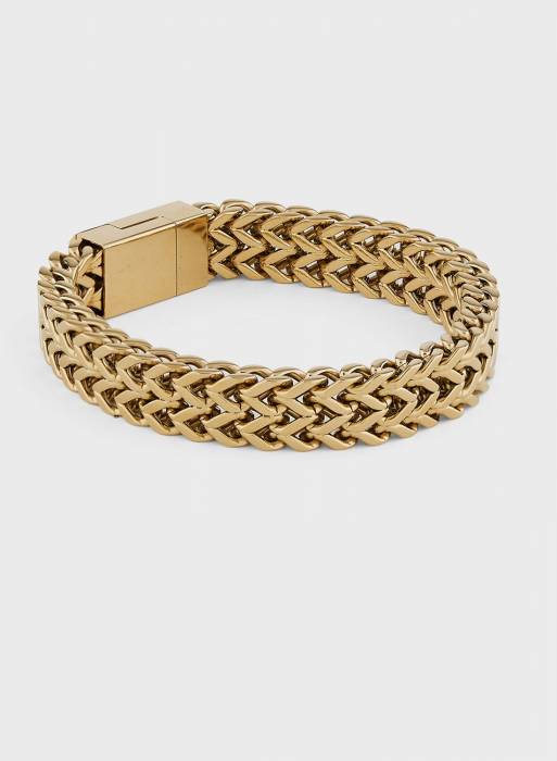 دستبند مردانه لاکوست طلایی مدل 1813