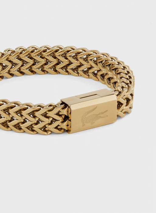 دستبند مردانه لاکوست طلایی مدل 1813