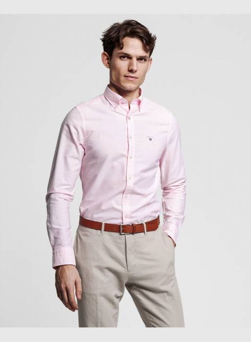 پیراهن آستین کوتاه مردانه گنت صورتی مدل 2558