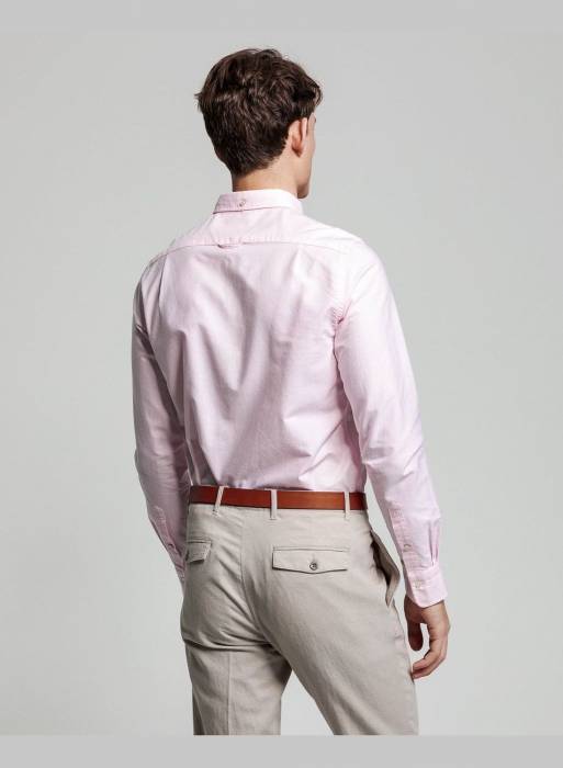 پیراهن آستین کوتاه مردانه گنت صورتی مدل 2558