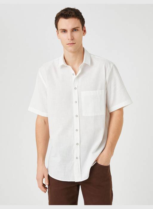 پیراهن آستین کوتاه کلاسیک مردانه کوتون بژ مدل 2601