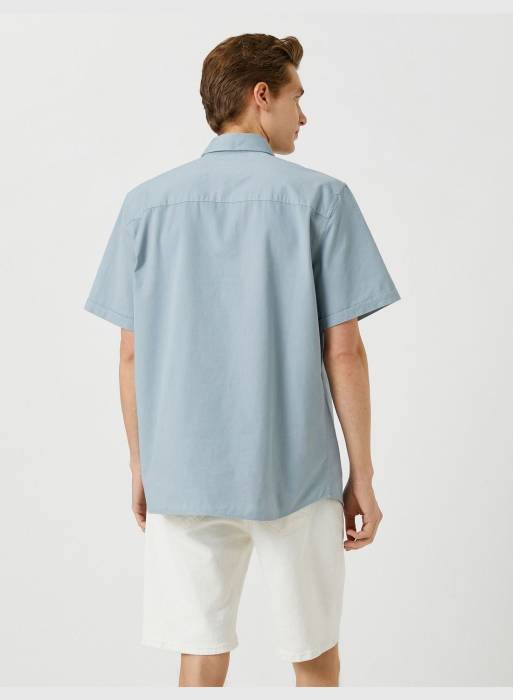 پیراهن آستین کوتاه کلاسیک مردانه کوتون آبی مدل 4898