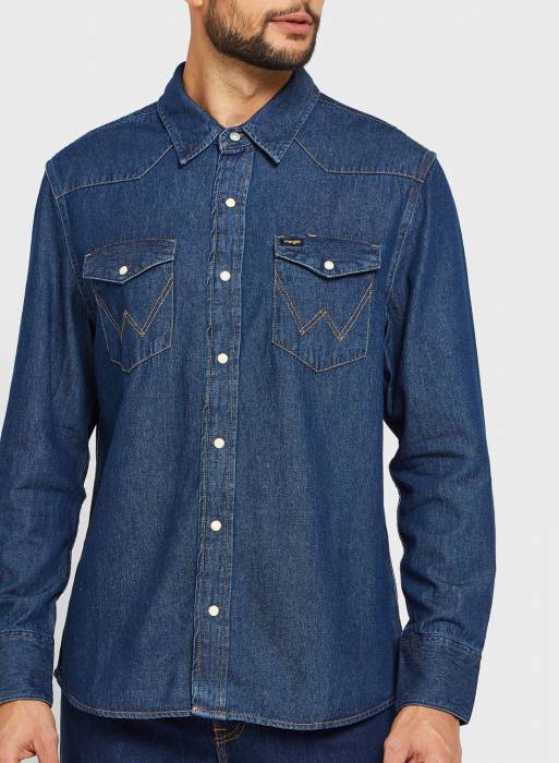 پیراهن جین مردانه رانگلر آبی مدل 5647