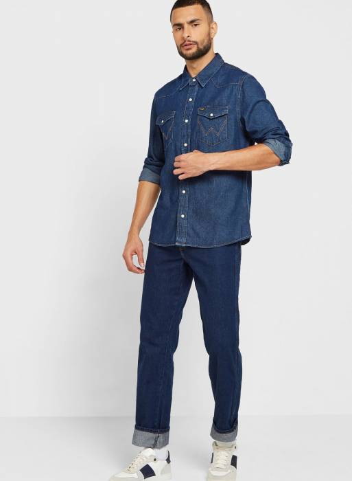 پیراهن جین مردانه رانگلر آبی مدل 5647