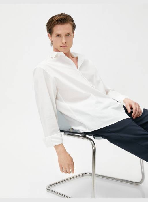 پیراهن اسلیم فیت مردانه کوتون سفید مدل 6294