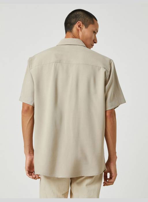 پیراهن آستین کوتاه کلاسیک مردانه کوتون قهوه ای مدل 6331