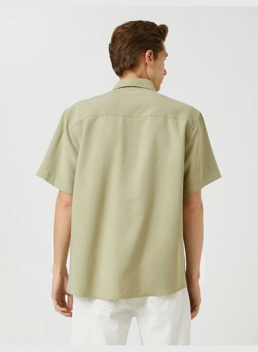 پیراهن آستین کوتاه کلاسیک مردانه کوتون خاکی مدل 7423