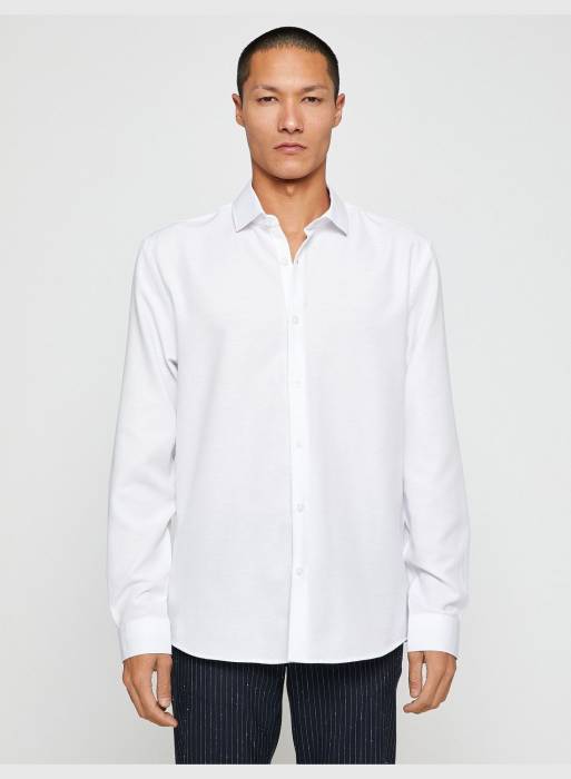 پیراهن کلاسیک مردانه کوتون سفید مدل 7567