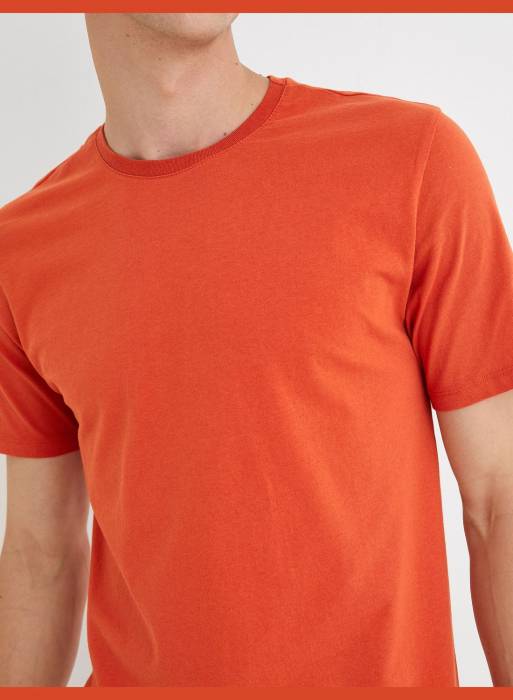 تیشرت آستین کوتاه مردانه کوتون نارنجی مدل 7923
