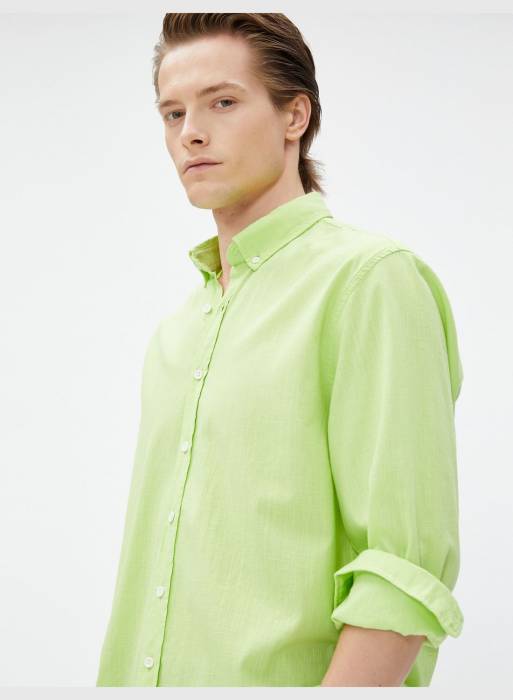 پیراهن کلاسیک مردانه کوتون سبز مدل 8035