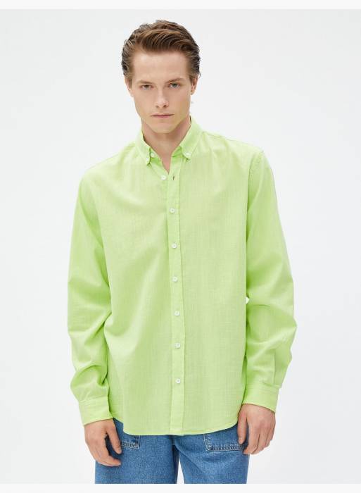 پیراهن کلاسیک مردانه کوتون سبز مدل 8035
