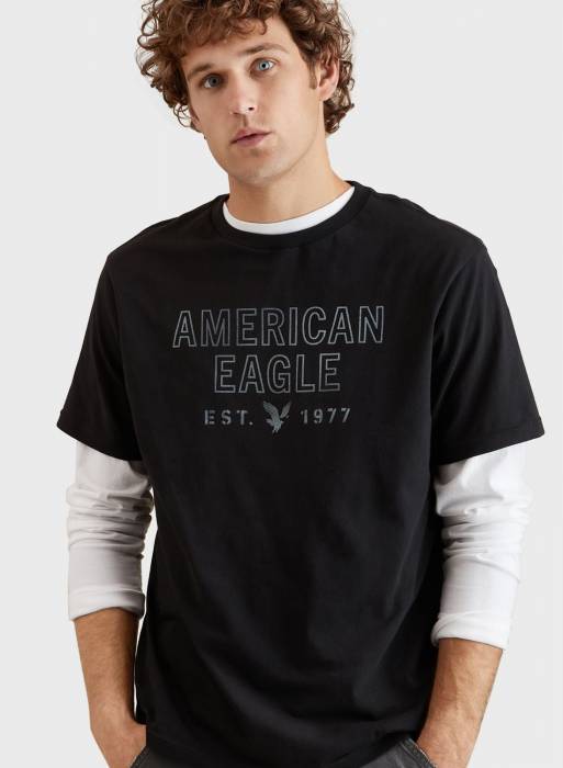 تیشرت مردانه مشکی برند american eagle مدل 1679