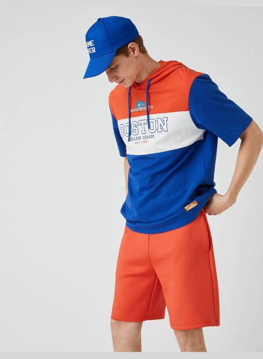 تیشرت هودی سویشرت ورزشی بسکتبال مردانه کوتون نارنجی مدل 2397