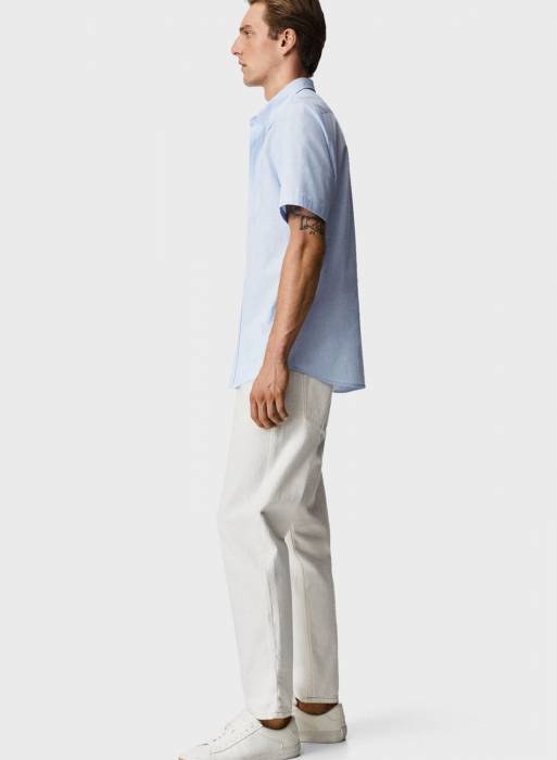 پیراهن مردانه مانگو آبی مدل 2722