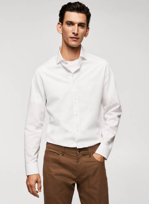 پیراهن مردانه مانگو سفید مدل 3217