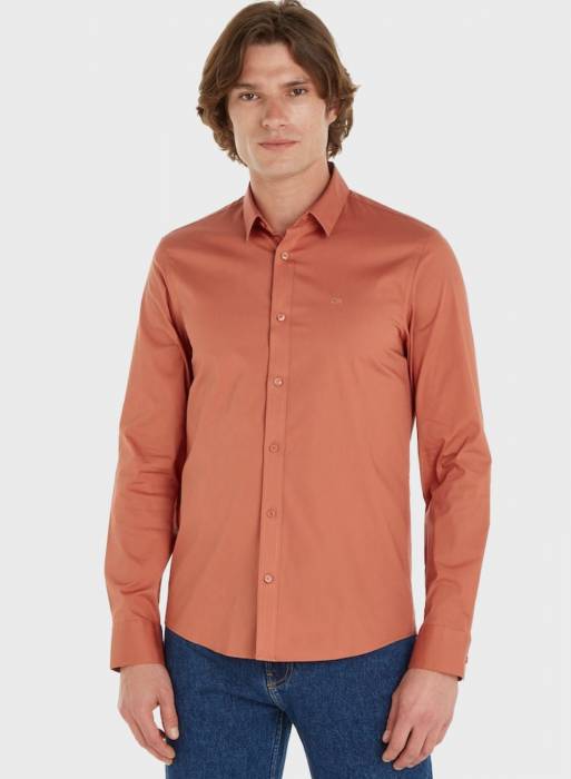 پیراهن اسلیم فیت مردانه کلوین کلاین نارنجی مدل 4036