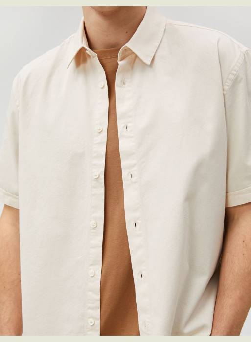 پیراهن آستین کوتاه کلاسیک مردانه کوتون بژ مدل 5338