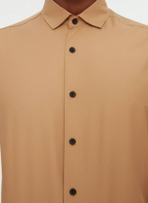 پیراهن اسلیم فیت مردانه ترندیول قهوه ای مدل 5981