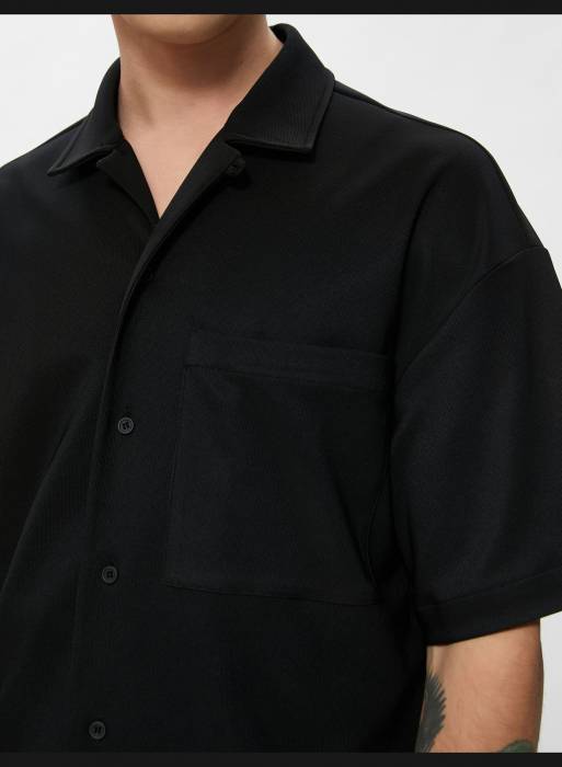 پیراهن آستین کوتاه کلاسیک مردانه کوتون مشکی مدل 5990
