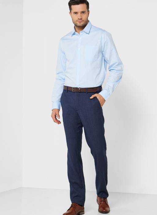 پیراهن رسمی مردانه آبی برند robert wood