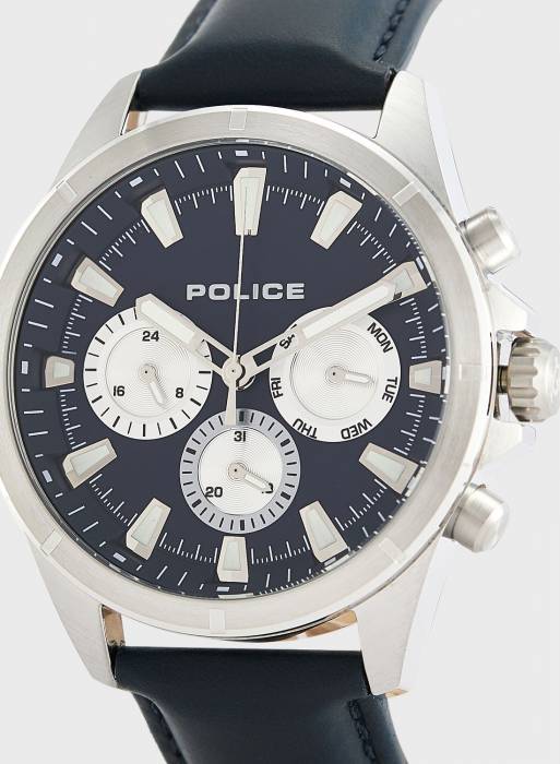ساعت مردانه پلیس نقره ای آبی مدل 9412