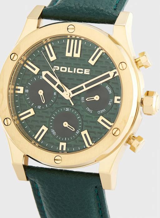 ساعت مردانه پلیس طلایی سبز مدل 9414