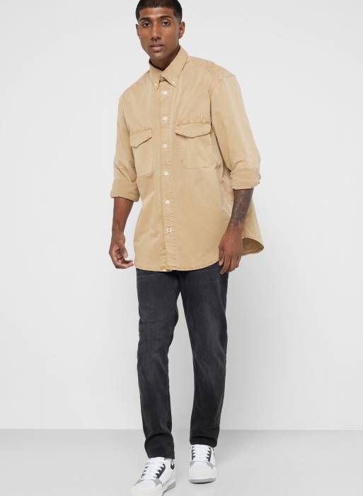 پیراهن مردانه تامی هیلفیگر خاکی مدل 9638