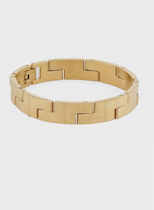 دستبند مردانه لاکوست طلایی مدل 0315