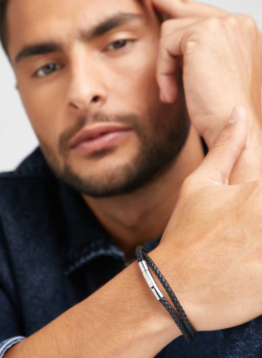 دستبند مردانه باس مشکی مدل 0759