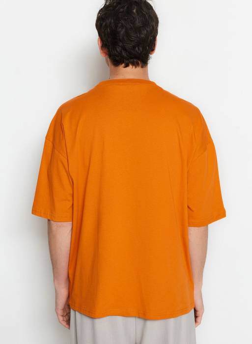 تیشرت مردانه ترندیول نارنجی مدل 1034