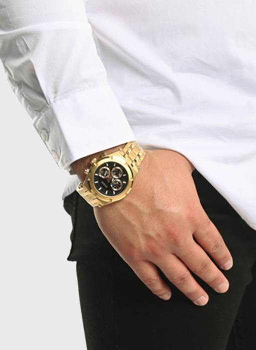 ساعت مردانه گس طلایی مدل 1078