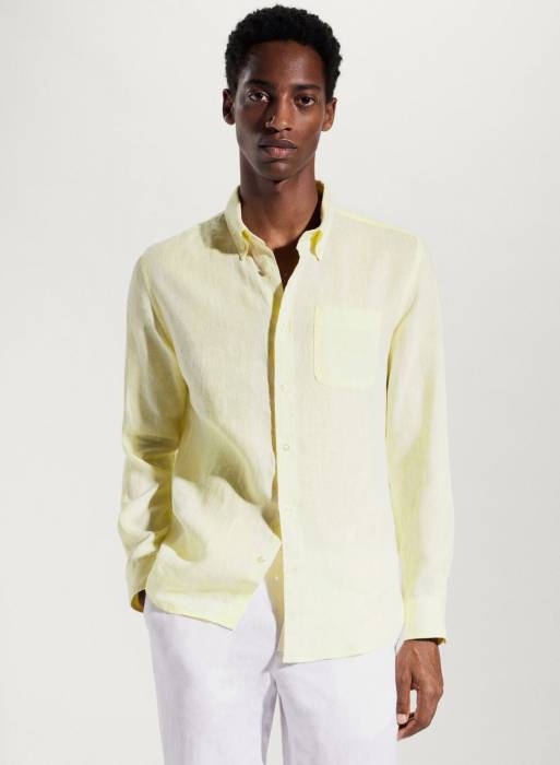 پیراهن اسلیم فیت مردانه مانگو زرد مدل 2112