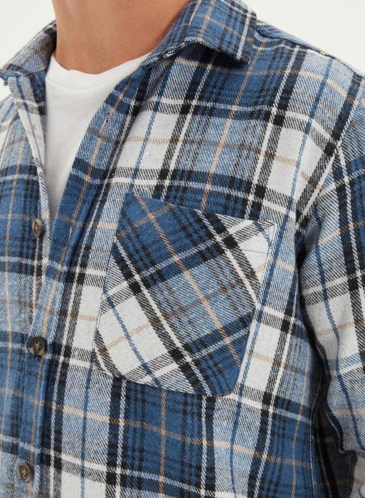 پیراهن اسلیم فیت مردانه ترندیول آبی مدل 2346