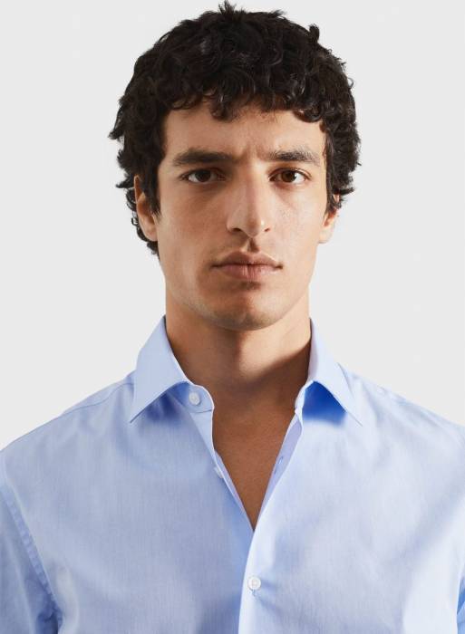 پیراهن اسلیم فیت مردانه مانگو آبی مدل 2976