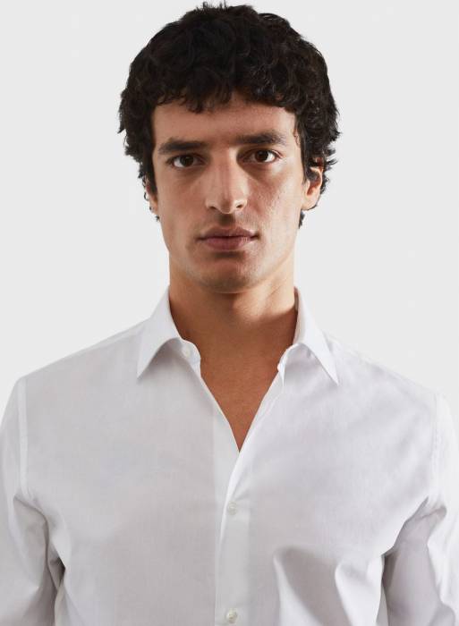 پیراهن اسلیم فیت مردانه مانگو سفید مدل 3001