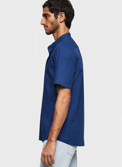 پیراهن مردانه مانگو آبی سرمه ای مدل 3499