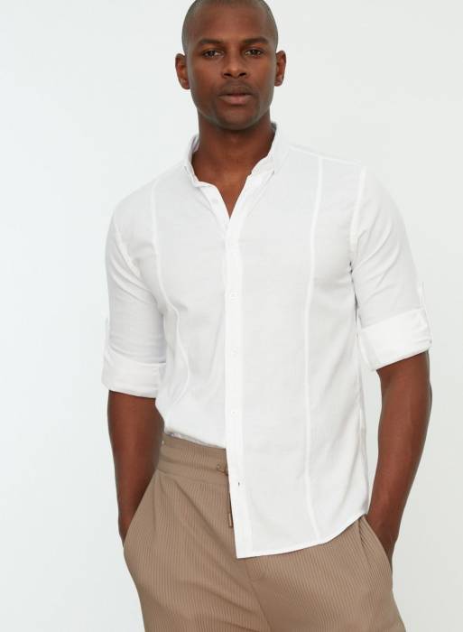 پیراهن اسلیم فیت مردانه ترندیول سفید مدل 4213