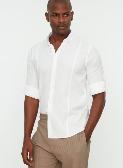پیراهن اسلیم فیت مردانه ترندیول سفید مدل 4213