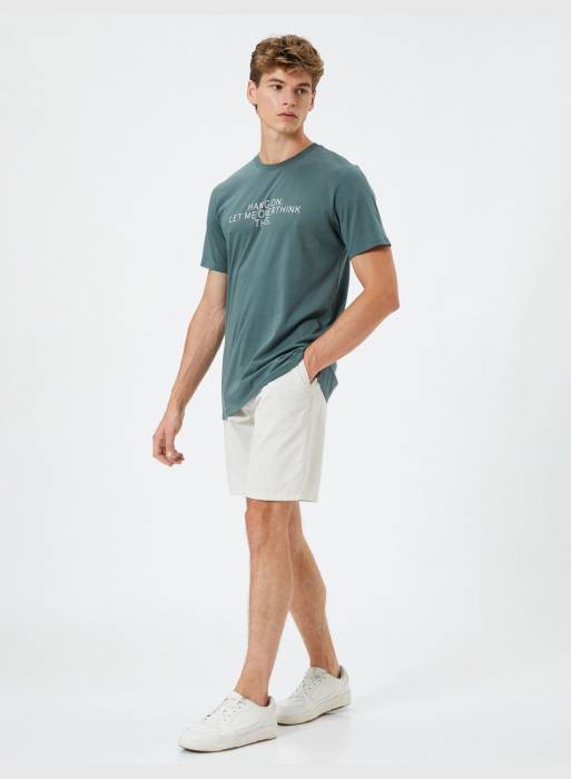 تیشرت آستین کوتاه اسلیم فیت مردانه کوتون سبز مدل 5991